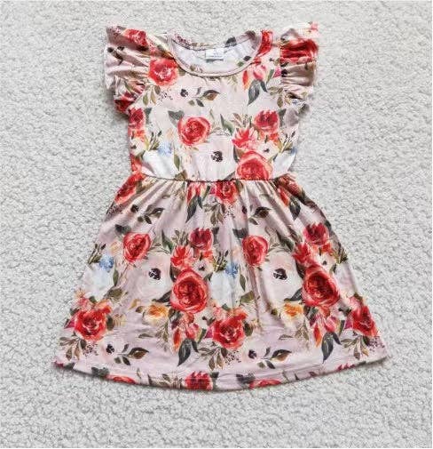 Baby girls red floral pearl dresses: 12-18M