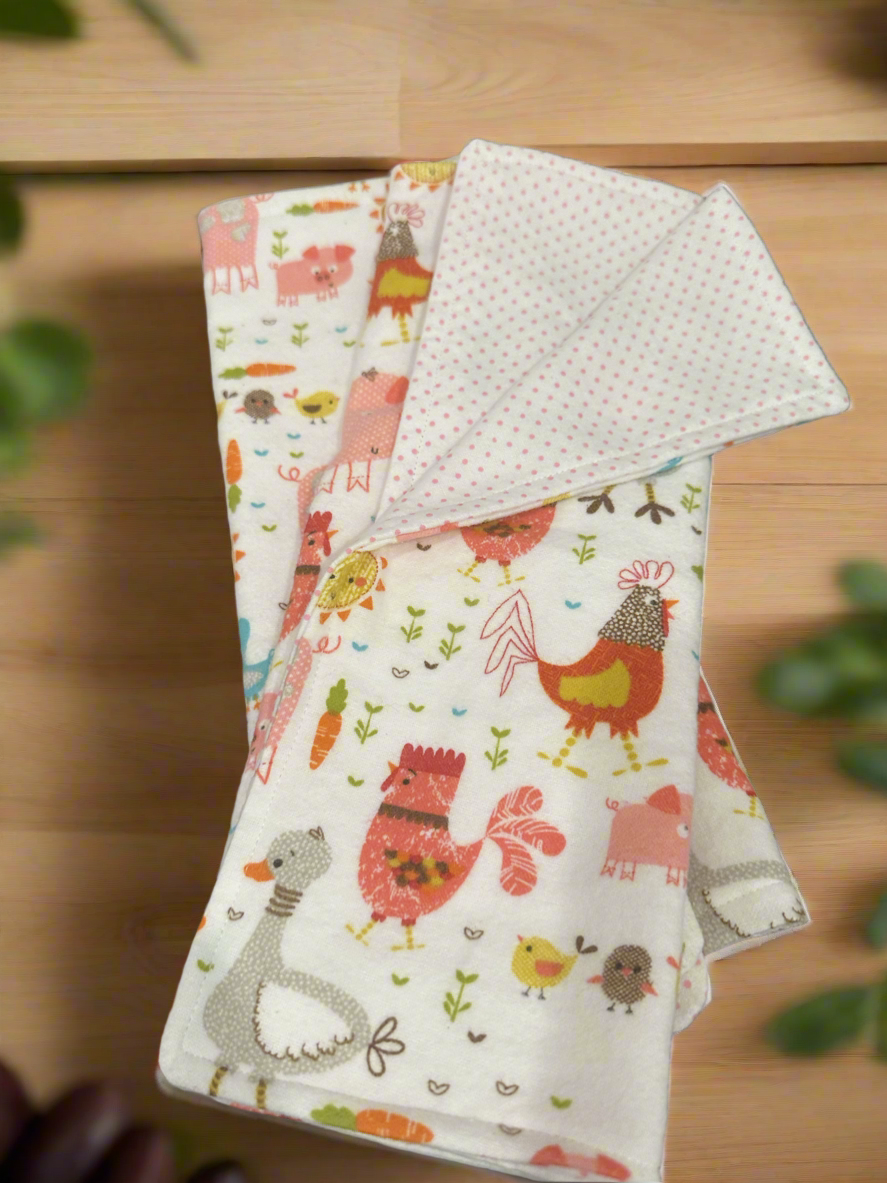 Farmhouse Animal Burp Rag Set