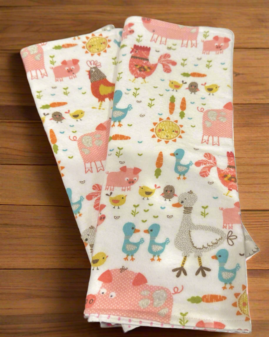 Farmhouse Animal Burp Rag Set