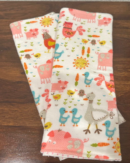 Farmhouse Animal Burp Rag Set