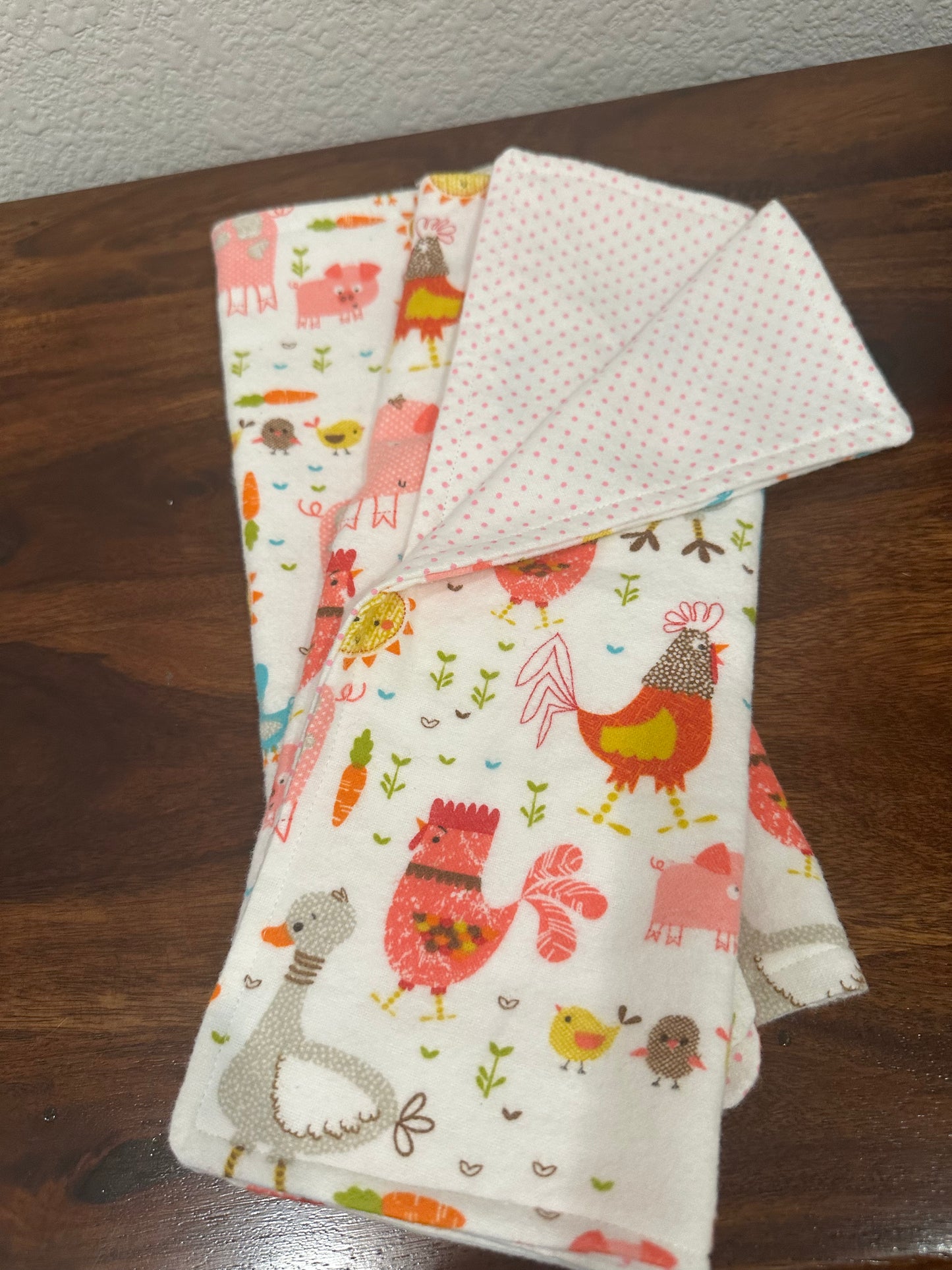 Farmhouse Animal Burp Rag Set